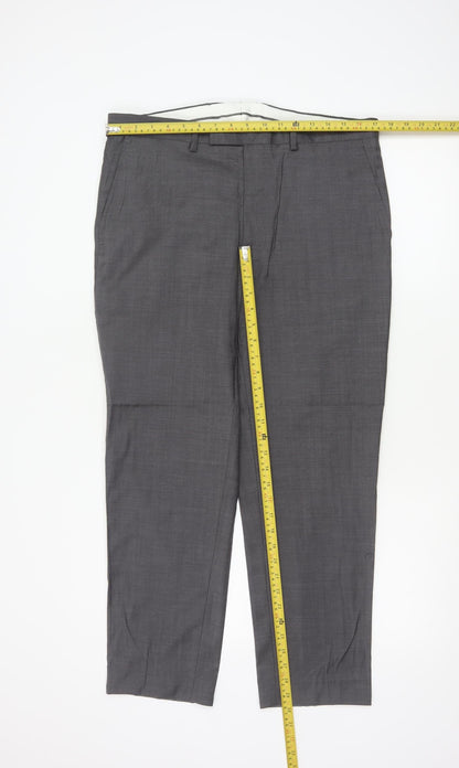 Marks and Spencer Autograph Men's Grey Wool Dress Pants 34W 29L Classic Fit