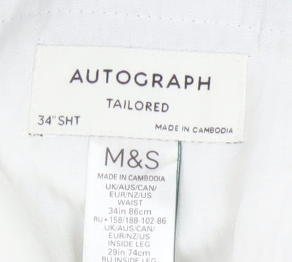 Marks and Spencer Autograph Men's Grey Wool Dress Pants 34W 29L Classic Fit