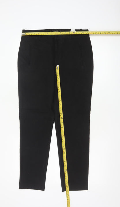 Zara Basic Women Black Slim Trousers Size 10 Polyester Blend