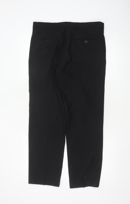 Marks and Spencer Men's Black Dress Trousers 32W 29L Wool Blend