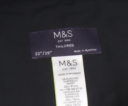 Marks and Spencer Men's Black Dress Trousers 32W 29L Wool Blend