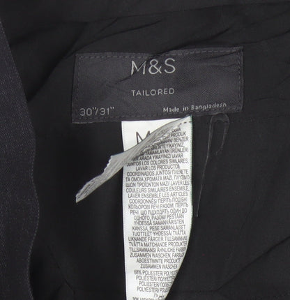 Marks and Spencer Men's Black Slim Fit Formal Trousers 30W 31L