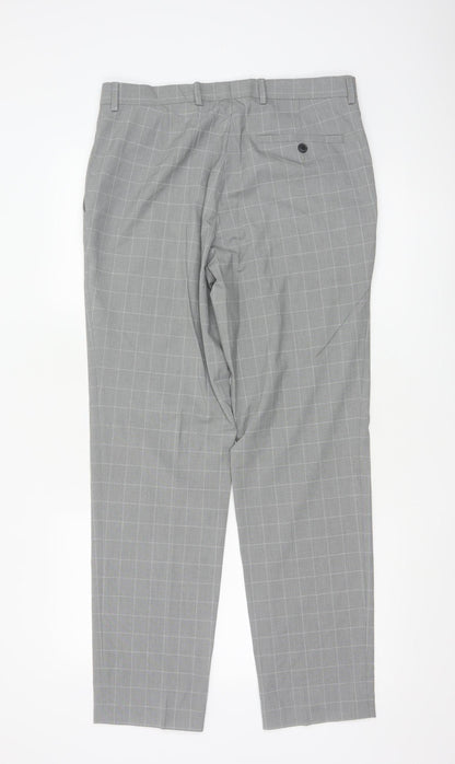 Marks and Spencer Men's Grey Check Slim Fit Dress Pants 32W 31L