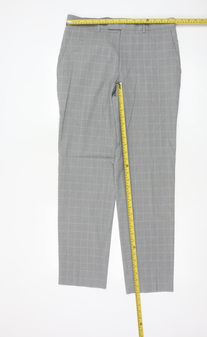 Marks and Spencer Men's Grey Check Slim Fit Dress Pants 32W 31L