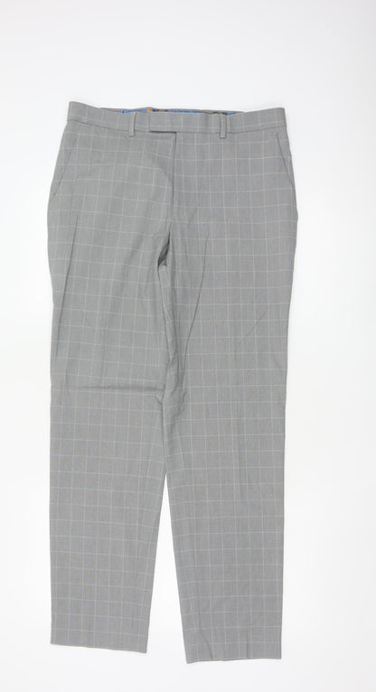 Marks and Spencer Men's Grey Check Slim Fit Dress Pants 32W 31L