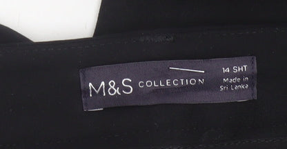 Marks and Spencer Women Black Size 14 Short Tapered Trousers