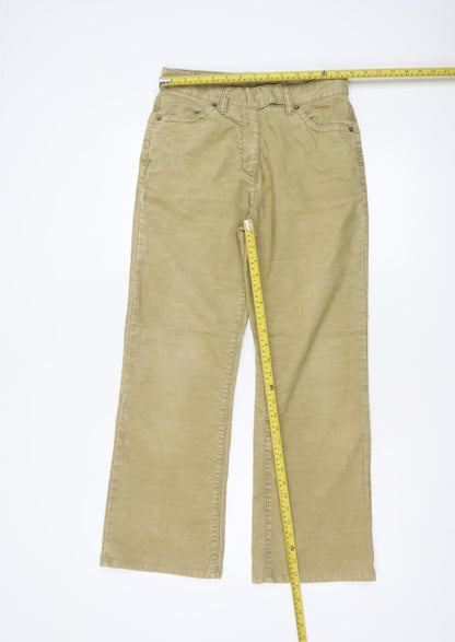 Rohan Womens Beige Corduroy Wide-Leg Casual Trousers Size 8