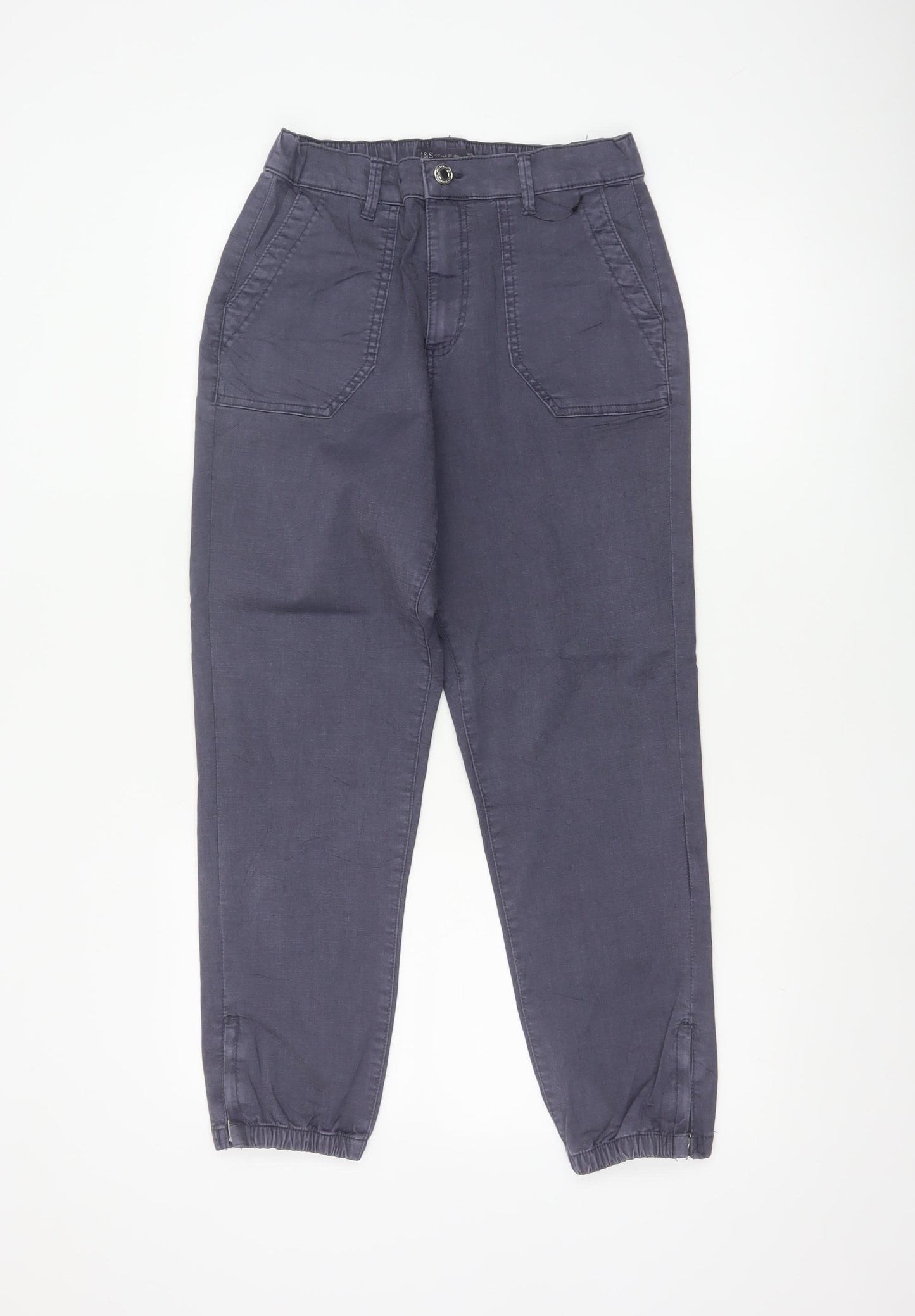 Marks and Spencer Women's Grey Cotton Blend Jogger Trousers Size 10