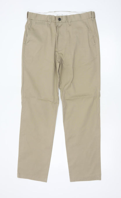 Marks and Spencer Men's Beige Regular Fit Chino Trousers 34