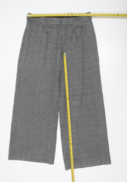 Marks and Spencer Women Grey Mix Size 16 Wide-Leg Trousers