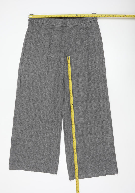 Marks and Spencer Women Grey Mix Size 16 Wide-Leg Trousers