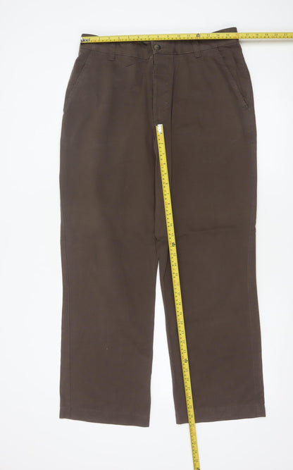 Marks and Spencer Blue Harbour Men's Brown 34x29 Chino Trousers