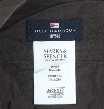 Marks and Spencer Blue Harbour Men's Brown 34x29 Chino Trousers