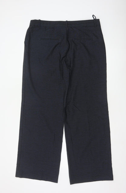 Next Women's Black Size 16R Wide-Leg Trousers Polyester Blend