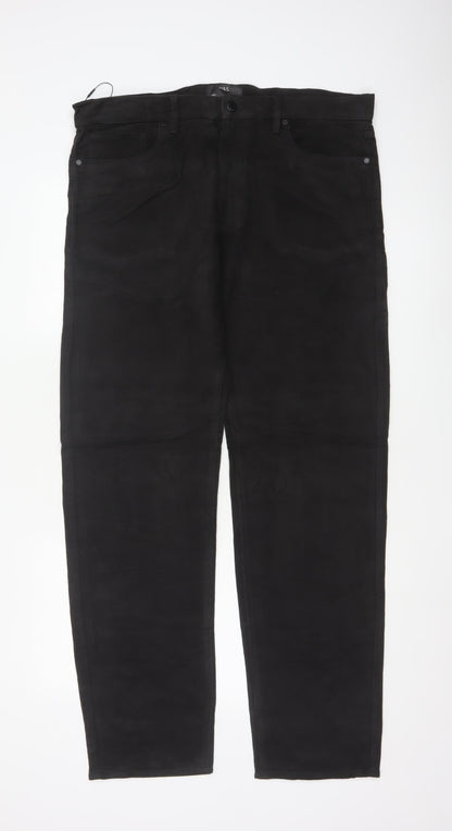 Marks and Spencer Men's Black Cotton Chino Trousers 36x33 Regular Fit