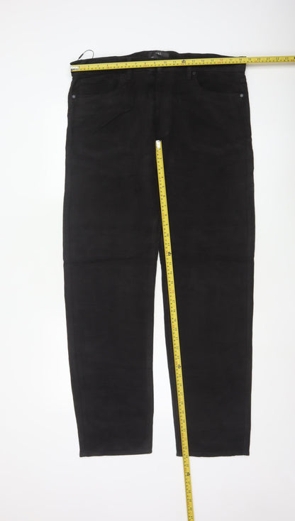 Marks and Spencer Men's Black Cotton Chino Trousers 36x33 Regular Fit