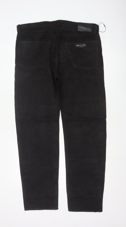 Marks and Spencer Men's Black Cotton Chino Trousers 36x33 Regular Fit