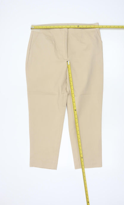 Marks and Spencer Women Beige Cotton Blend Chino Trousers Size 16
