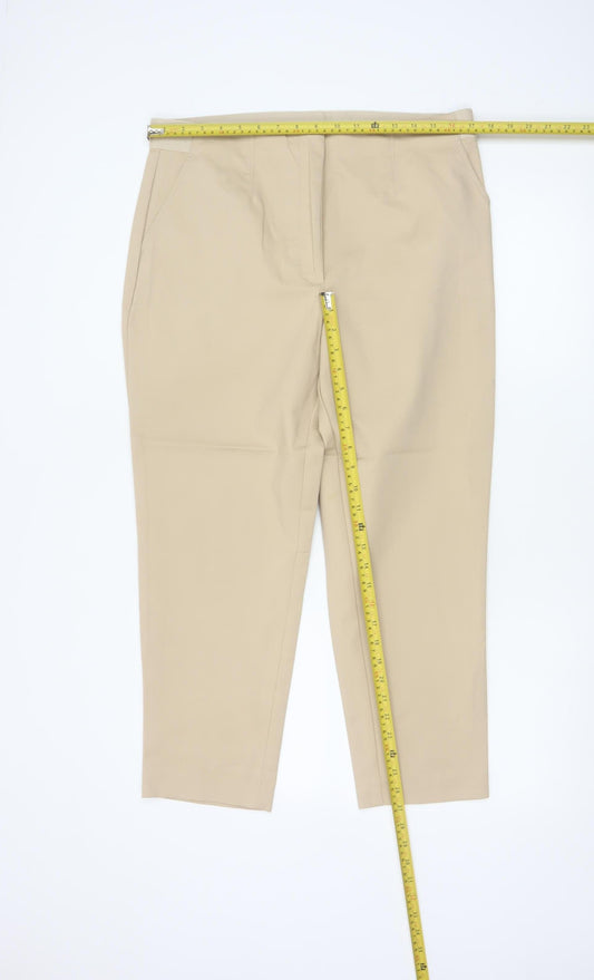 Marks and Spencer Women Beige Cotton Blend Chino Trousers Size 16