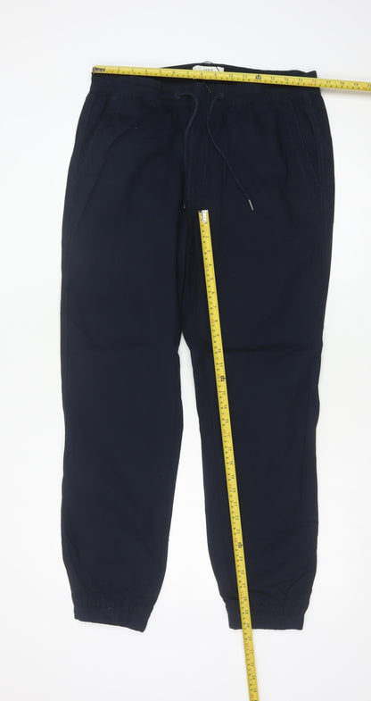 Marks and Spencer Men's Blue Cotton Jogger Trousers M