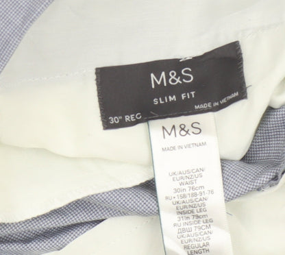 Marks and Spencer Mens Grey Slim Fit Chino Trousers 30W 31L