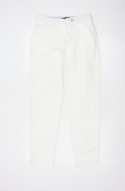 Marks and Spencer Women White Size 8 Chino Trousers Cotton Blend