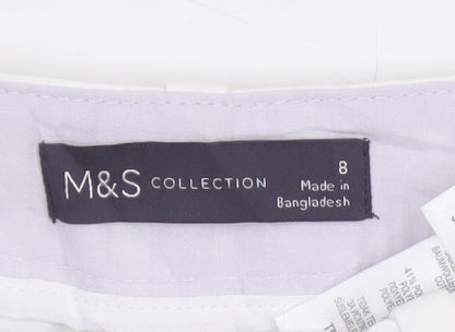 Marks and Spencer Women White Size 8 Chino Trousers Cotton Blend