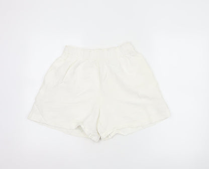 H&M Women’s Ivory Linen Blend Elastic Waist Casual Shorts Size 8