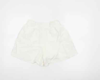 H&M Women’s Ivory Linen Blend Elastic Waist Casual Shorts Size 8