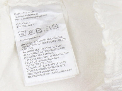 H&M Women’s Ivory Linen Blend Elastic Waist Casual Shorts Size 8