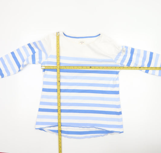 Joules Women’s Blue Striped Long Sleeve Cotton Nautical Top UK 14