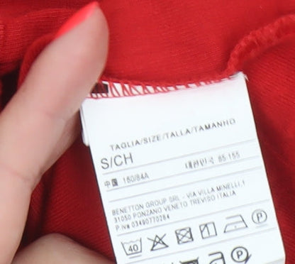 United Colors of Benetton Women Red Cotton Roll Neck Top Size S