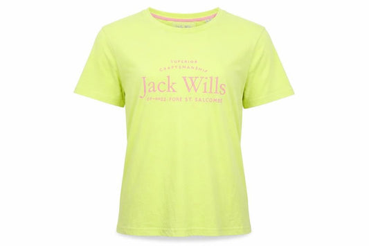 Jack Wills Women's Yellow Basic T-Shirt Size 12 Short Sleeve Cotton Blend