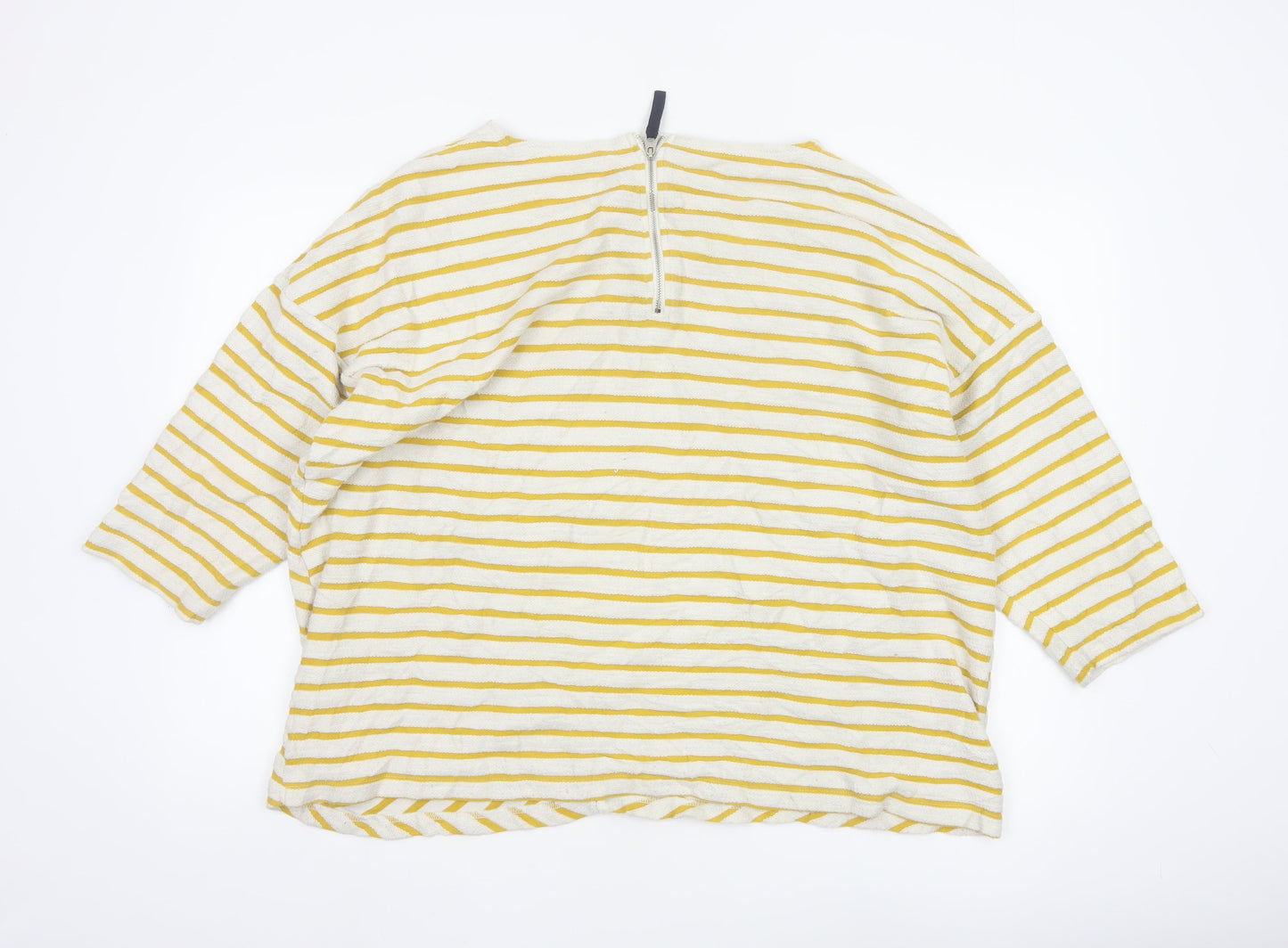 Joules Women’s Yellow Striped Cotton Tunic Blouse UK 20