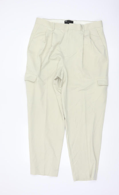 ASOS Women Beige Cargo Chino Trousers Size S High Waist