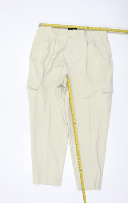ASOS Women Beige Cargo Chino Trousers Size S High Waist