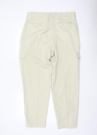 ASOS Women Beige Cargo Chino Trousers Size S High Waist