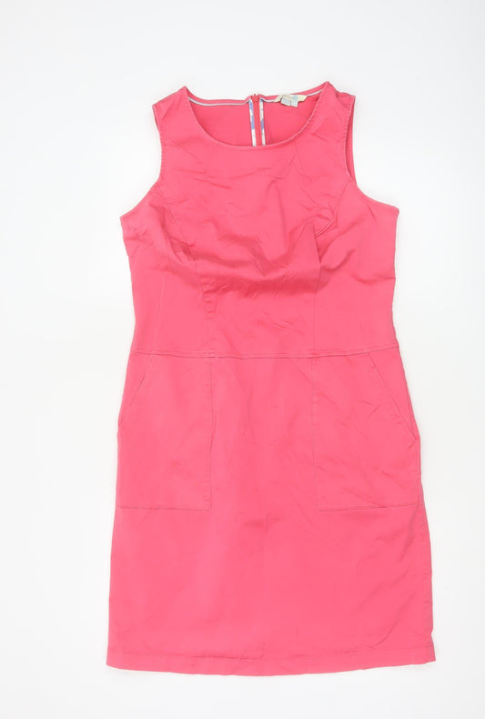 Boden Women Pink Cotton Shift Dress Size 12 Sleeveless Knee Length