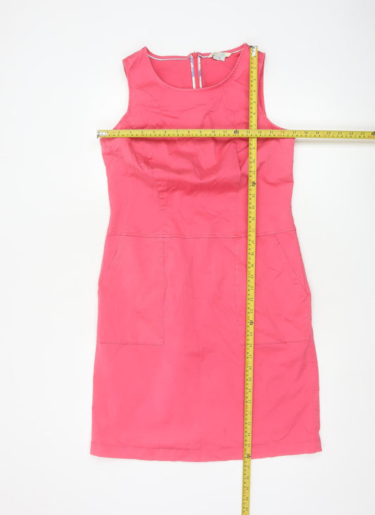 Boden Women Pink Cotton Shift Dress Size 12 Sleeveless Knee Length