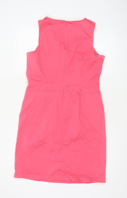 Boden Women Pink Cotton Shift Dress Size 12 Sleeveless Knee Length