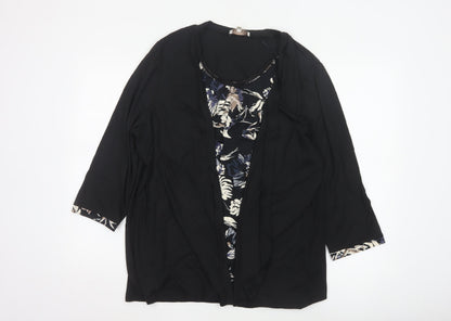 Debenhams Women’s Black Floral Beaded Tunic Blouse Size 20