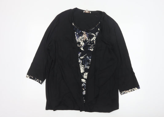 Debenhams Women’s Black Floral Beaded Tunic Blouse Size 20
