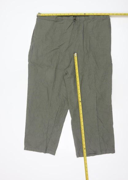 Marks and Spencer Women’s Green Linen Blend Cropped Trousers Size 18 Short