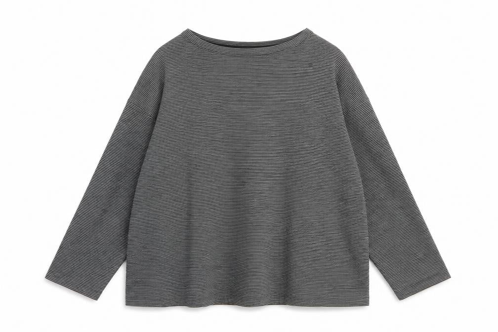 Marks and Spencer Women’s Black Striped Long Sleeve Jersey Top Size 22