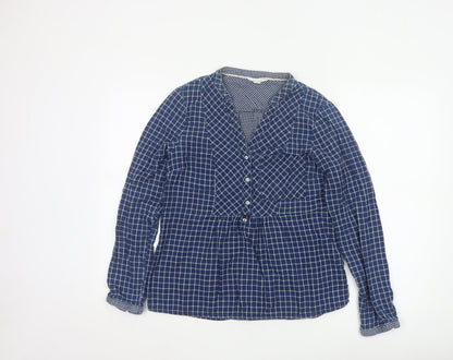 White Stuff Women’s Blue Check Cotton Tunic Blouse UK 10