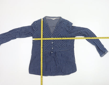 White Stuff Women’s Blue Check Cotton Tunic Blouse UK 10