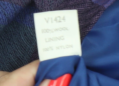 Viyella Women’s Purple Wool Plaid Midi A-Line Skirt Size 14