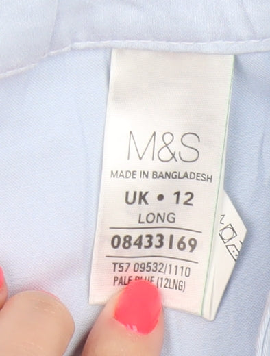 Marks and Spencer Women’s Pale Blue Cotton Stretch Trousers Size 12 Long