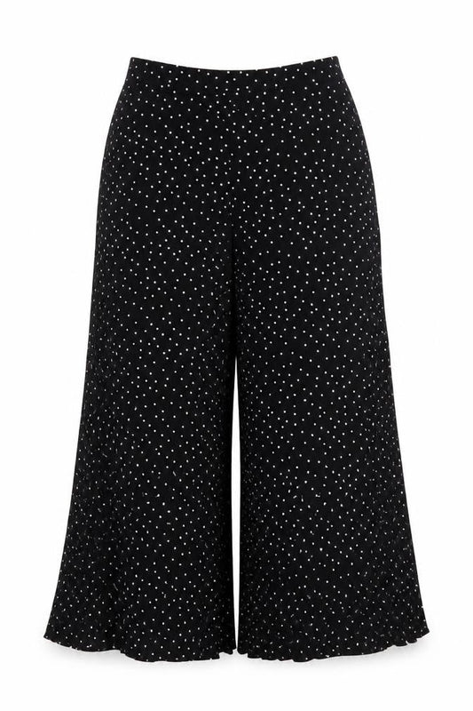 New Look Women's Black Polka Dot Wide-Leg Trousers Size 10
