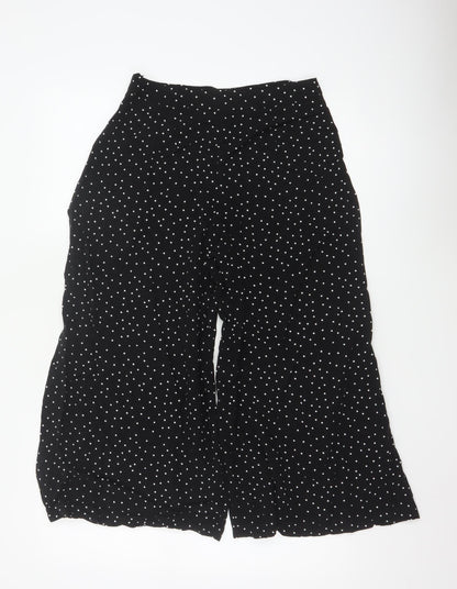 New Look Women's Black Polka Dot Wide-Leg Trousers Size 10